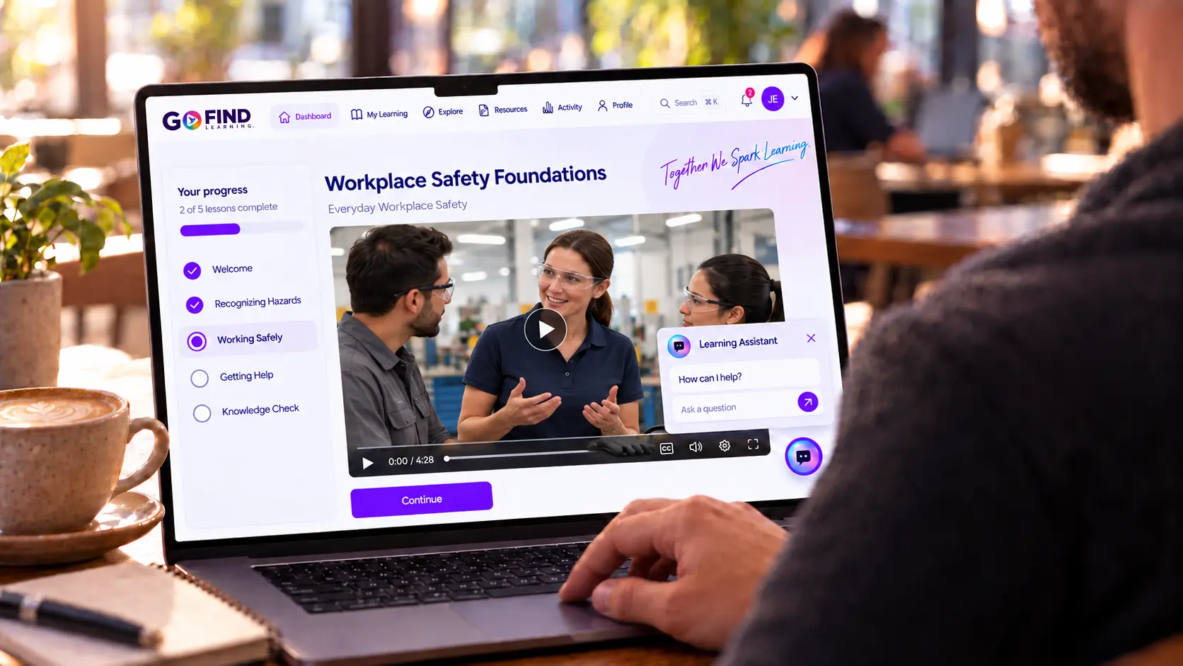 Go Find Learning learning platform displayed on a laptop