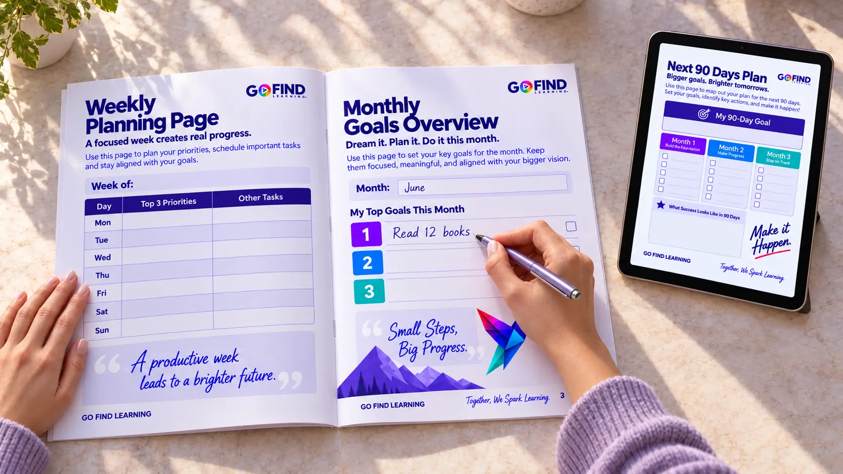 Go Find Learning planner and goal worksheet